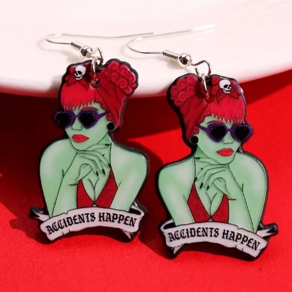 🌻3 For $15🌻 Beetlejuice Receptionist 'Accidents Happen' Earrings - Picture 3 of 4